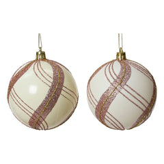 Kaemingk Shatterproof Shiny or Matt Bauble 8cm Wool White