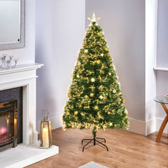 Premier Burst Fibre Optic Tree With Gold Baubles