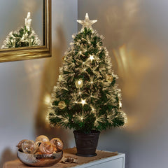 Premier Burst Fibre Optic Tree With Gold Baubles