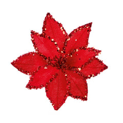 Premier Beaded Poinsettia On Clip Gold 20cm