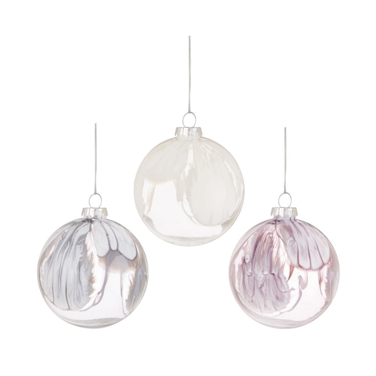 Premier Lilac Marbled Bauble Assorted 80mm