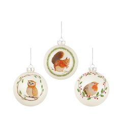 Premier Glass Ball With Woodland Animal 80mm