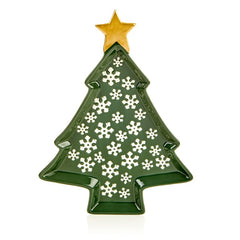 Premier Green Christmas Tree Shaped Plate