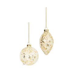 Premier White Glass Bauble With Gold Sequin 80-110cm Assorted