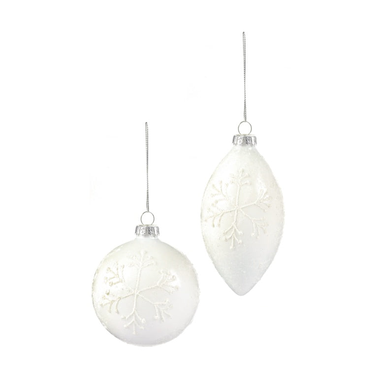 Premier Pearl With White Snowflake Bauble 80-120 Assorted