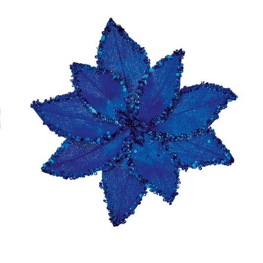 Premier Dark Blue Bead Poinsettia 20cm