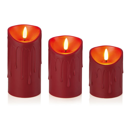 Premier Set 3 Red Flickabright Plastic Candles