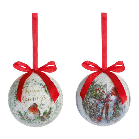 Premier Robin Decoupage Baubles 75mm Assorted