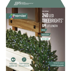 Premier 240 LED Multi Action Treebrights With Timer White/Green Cable