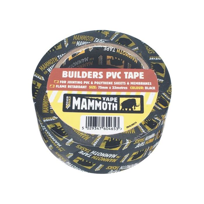 SIKA Everbuild Mammoth Builders PVC Tape – Flame Retardant – Black – 50mm x 33mm