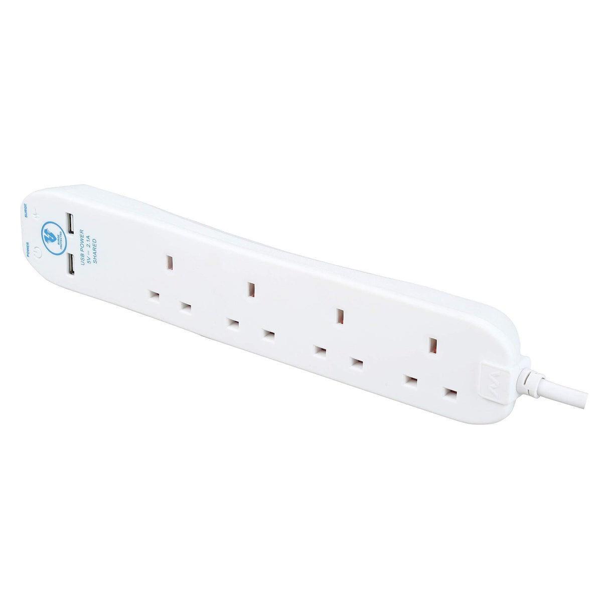 Masterplug Charging Surge Protector Lead Extension USB - 4 Gang 2M