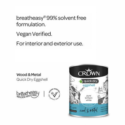 Crown Quick Dry Eggshell Brilliant White 750ml