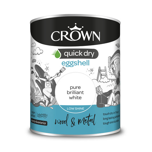 Crown Quick Dry Eggshell Brilliant White 750ml