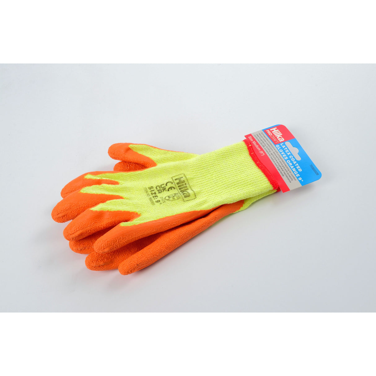 Hilka Heavy-Duty Orange Latex Coated Work Gloves - Medium