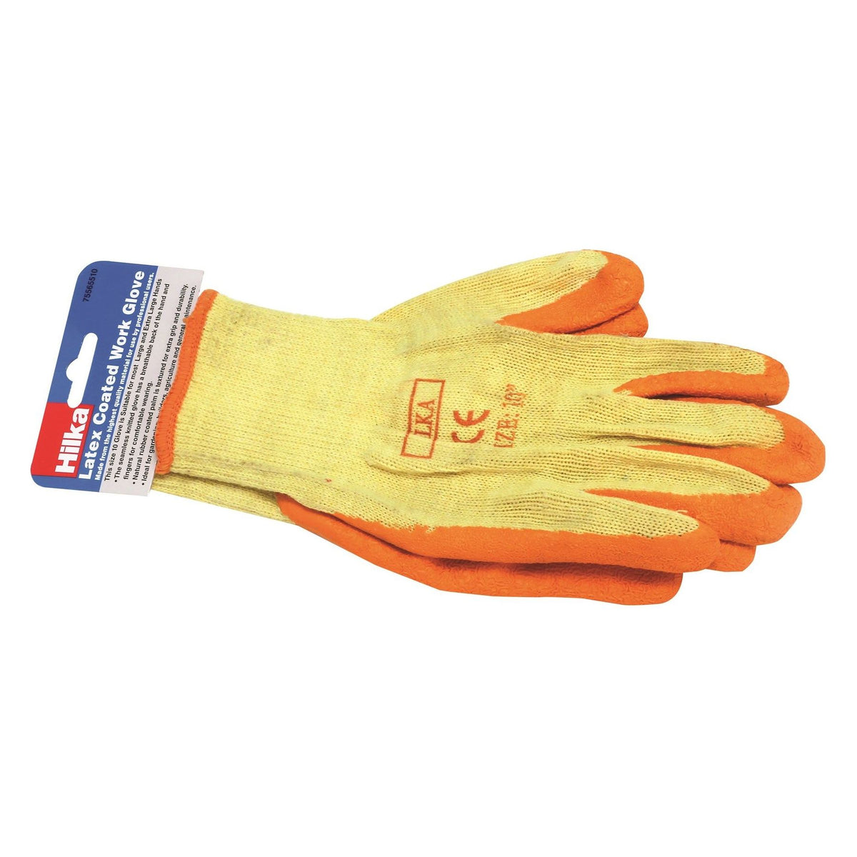 Hilka Heavy-Duty Orange Latex Coated Work Gloves - Large