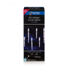 Premier 24 Chaser Icicles Lights With 72 LEDs - Blue