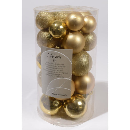 Kaemingk Shatterproof Baubles Pack 30 6cm Natures Gift Assorted