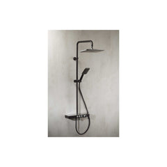 Vema Thermostatic Shower Column w/Fixed Head  Riser  Shelf & Foot Wash - Black