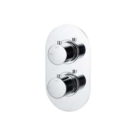 Lava Thermostatic Single Outlet Twin Shower Valve - Chrome