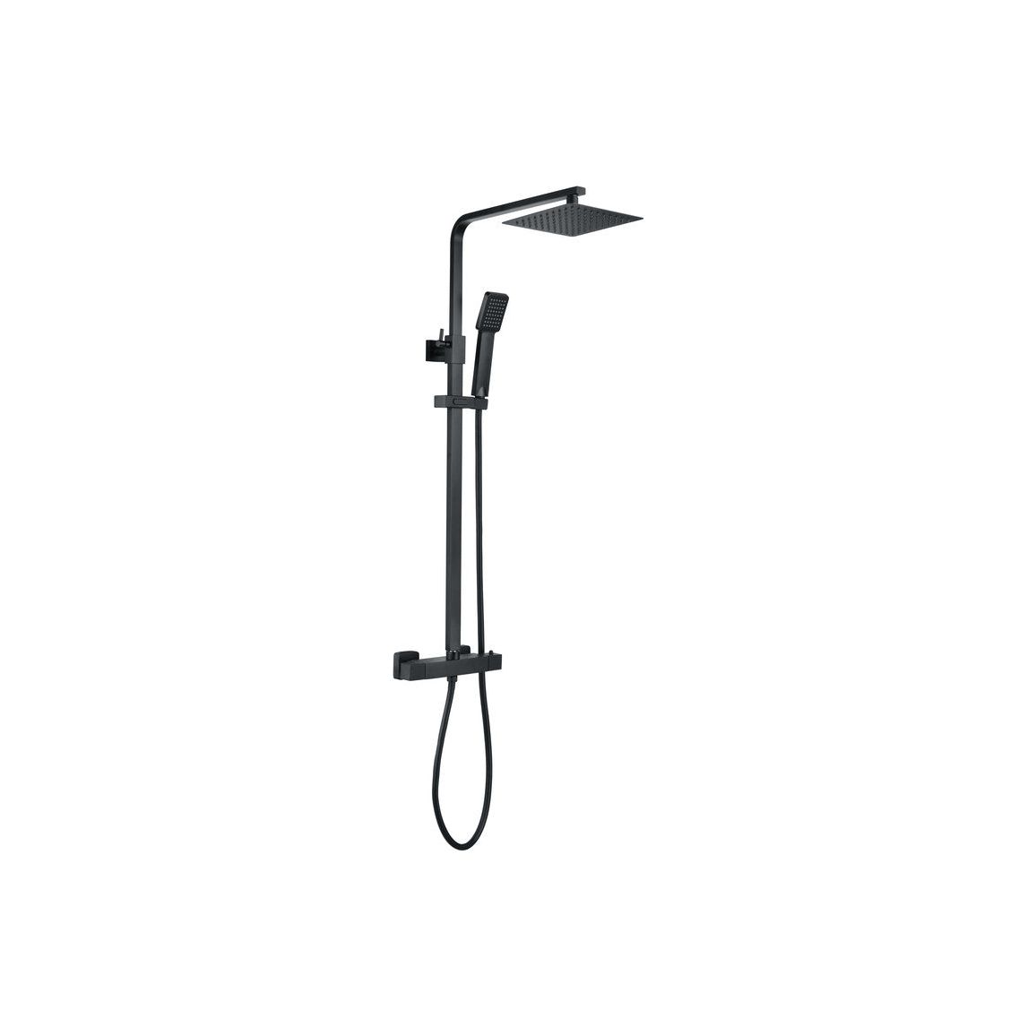 Square Thermostatic Bar Mixer w/Riser Kit - Matt Black