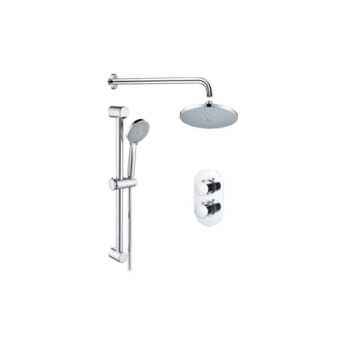 Round Concealed Valve Head & Arm Shower Pack - Chrome