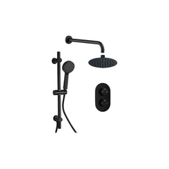 Round Concealed Valve Head & Arm Shower Pack - Matt Black