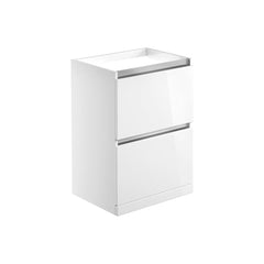 Mondrich 600mm 2 Drawer Floor Standing Basin Unit (No Top) - White Gloss