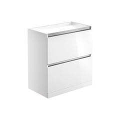 Mondrich 800mm 2 Drawer Floor Standing Basin Unit (No Top) - White Gloss