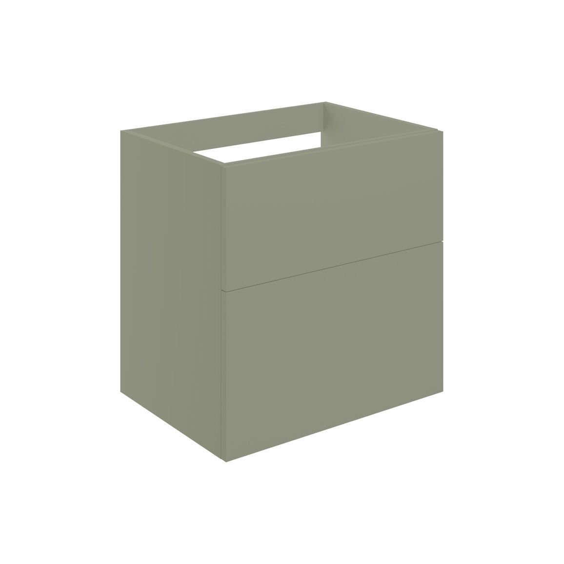 Henshall 590mm Wall Hung 2 Drawer Basin Unit (No Top) - Matt Olive Green