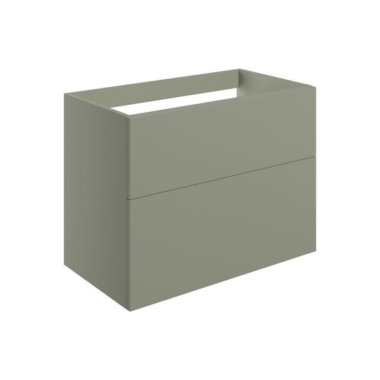 Henshall 790mm Wall Hung 2 Drawer Basin Unit (No Top) - Matt Olive Green