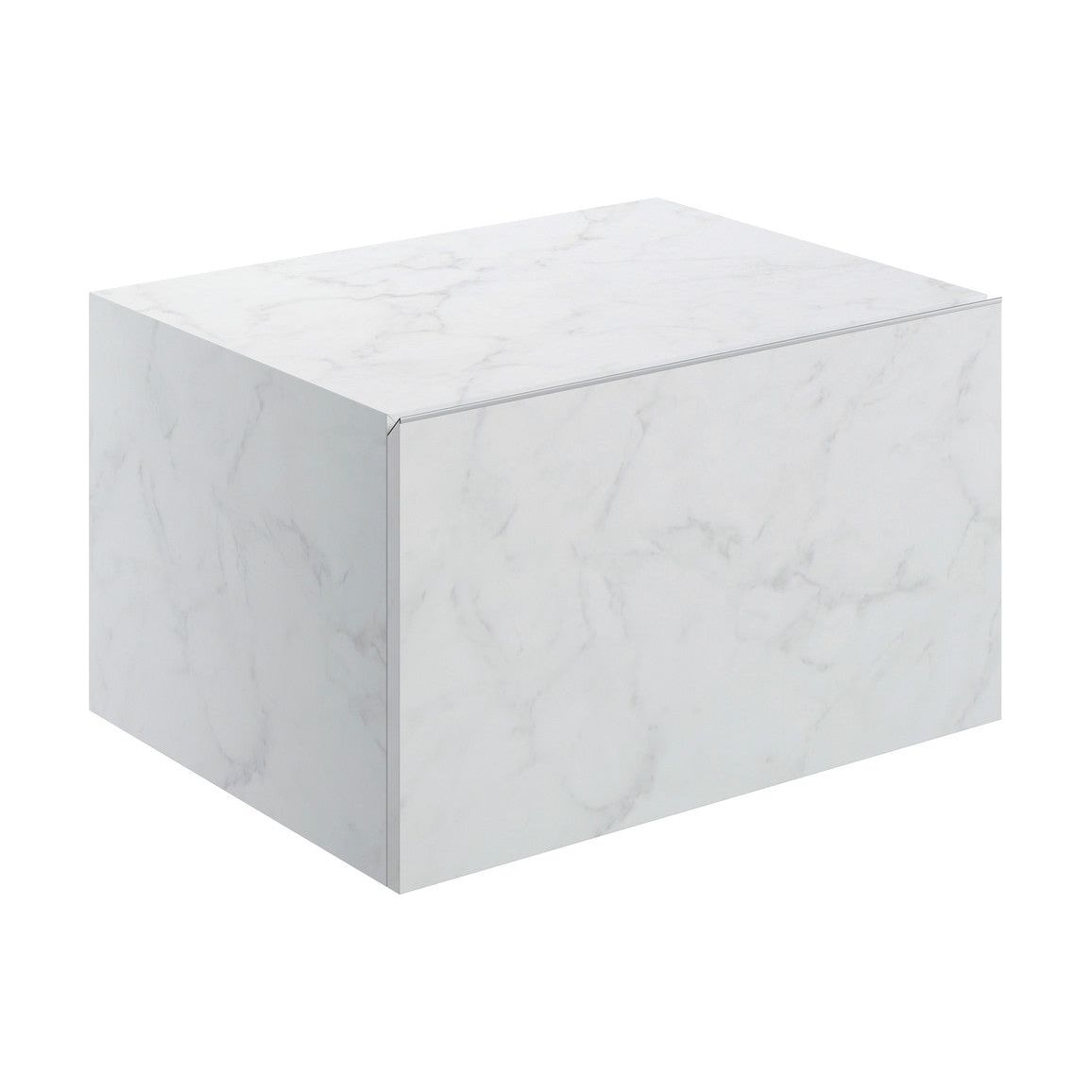 Ayda 600mm Wall Hung Storage Drawer - White Marble