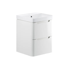 Varley 500mm 2 Drawer Wall Hung Cloakroom Basin Unit - White Gloss