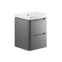 Varley 500mm 2 Drawer Wall Hung Cloakroom Basin Unit - Matt Grey