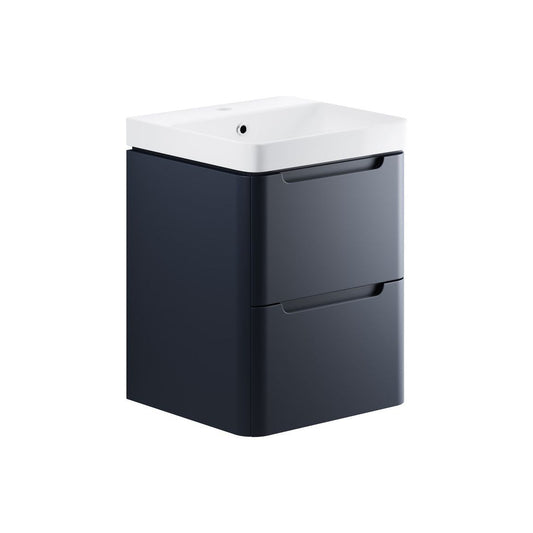 Varley 500mm 2 Drawer Wall Hung Cloakroom Basin Unit - Matt Indigo