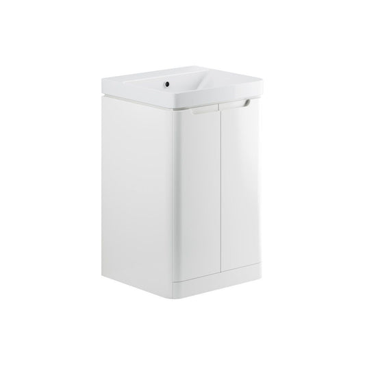 Varley 500mm 2 Door Floor Standing Cloakroom Basin Unit - White Gloss