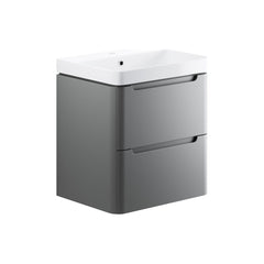 Varley 600mm 2 Drawer Wall Hung Basin Unit - Matt Grey