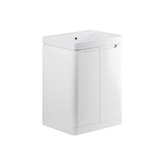 Varley 600mm 2 Door Floor Standing Basin Unit - White Gloss