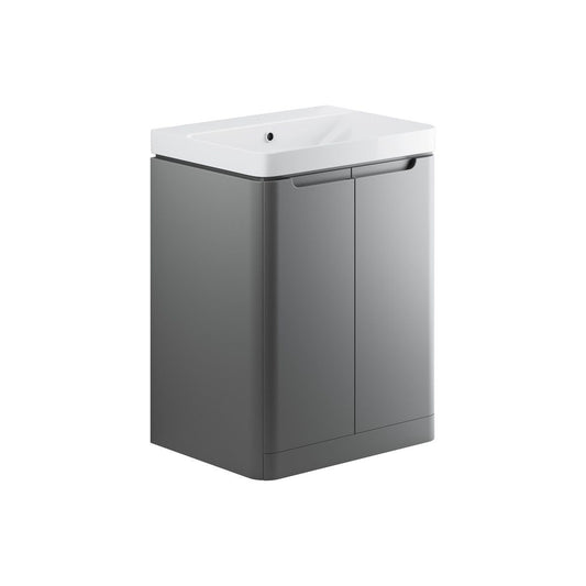 Varley 600mm 2 Door Floor Standing Basin Unit - Matt Grey