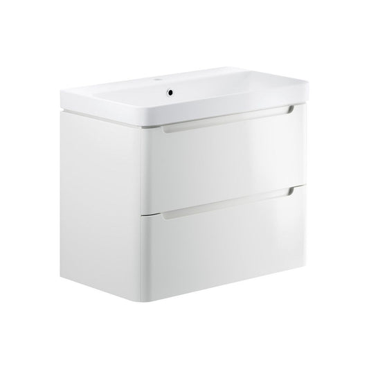 Varley 800mm 2 Drawer Wall Hung Basin Unit - White Gloss