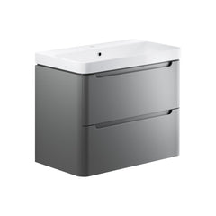 Varley 800mm 2 Drawer Wall Hung Basin Unit - Matt Grey