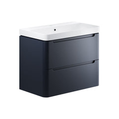 Varley 800mm 2 Drawer Wall Hung Basin Unit - Matt Indigo