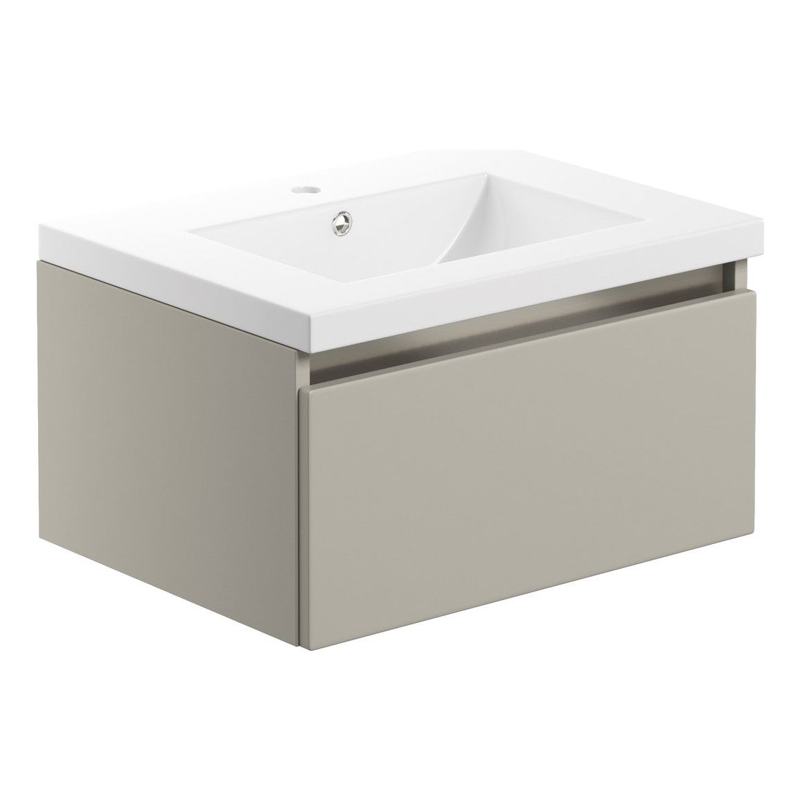 Mondrich 615mm 1 Drawer Wall Hung Basin Unit Inc. Basin - Latte