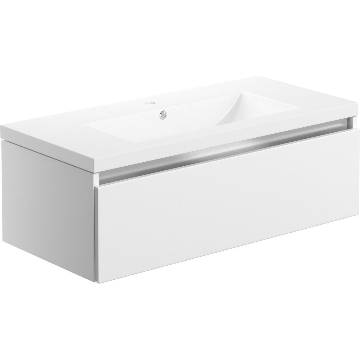 Mondrich 815mm 1 Drawer Wall Hung Basin Unit Inc. Basin - White Gloss