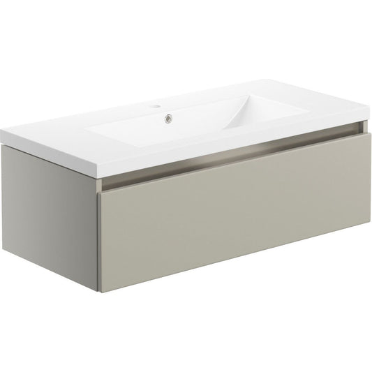 Mondrich 815mm 1 Drawer Wall Hung Basin Unit Inc. Basin - Latte