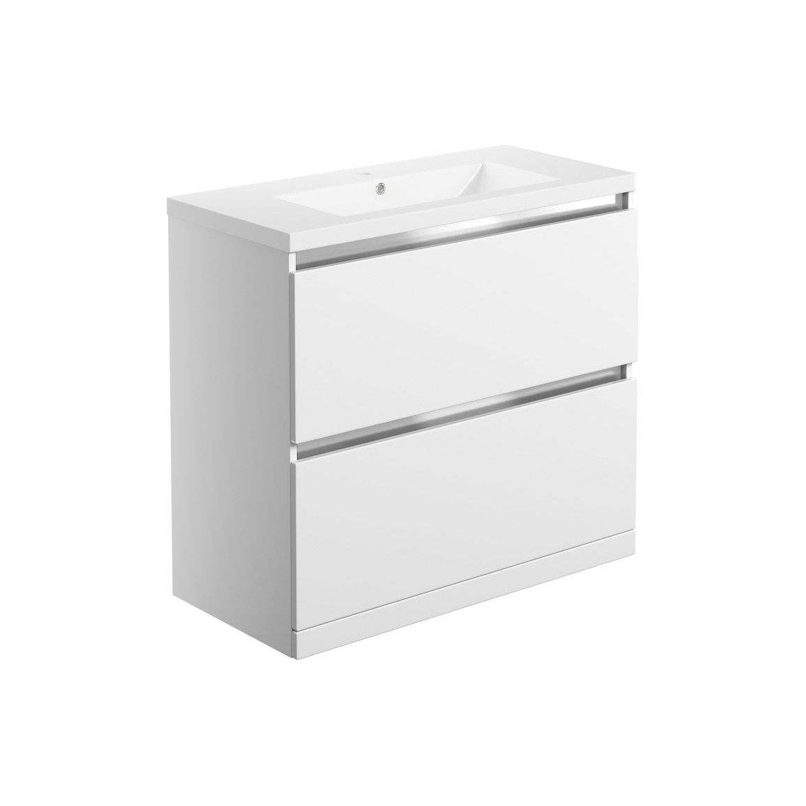 Mondrich 815mm 2 Drawer Floor Standing Basin Unit Inc. Basin - White Gloss