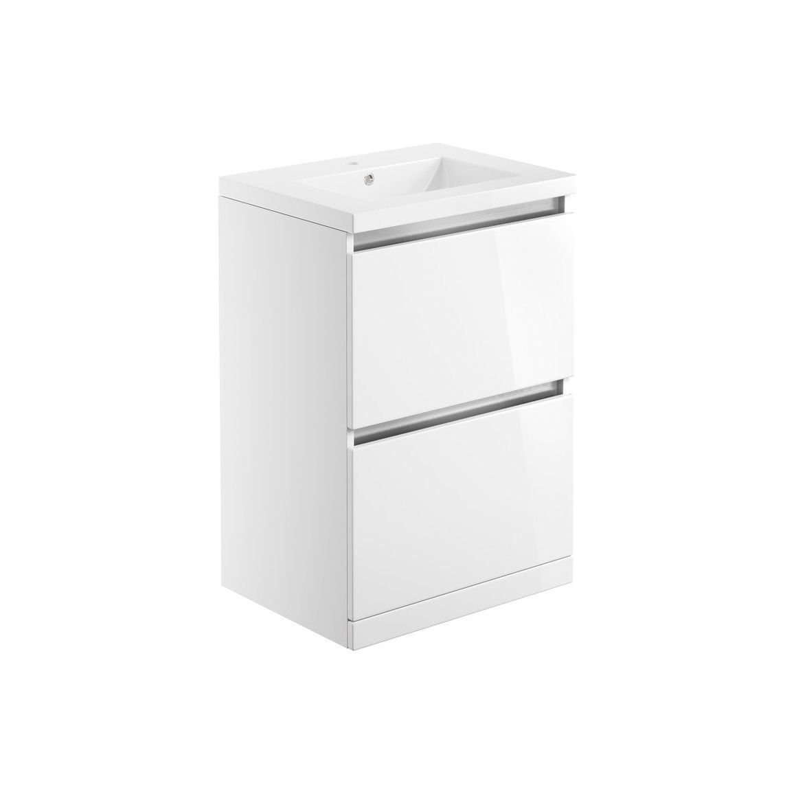 Mondrich 615mm 2 Drawer Floor Standing Basin Unit Inc. Basin - White Gloss