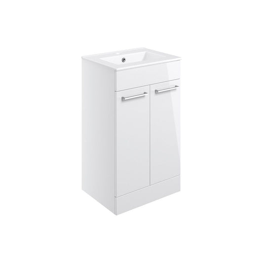 Lottie 510mm Floor Standing 2 Door Basin Unit & Basin - White Gloss