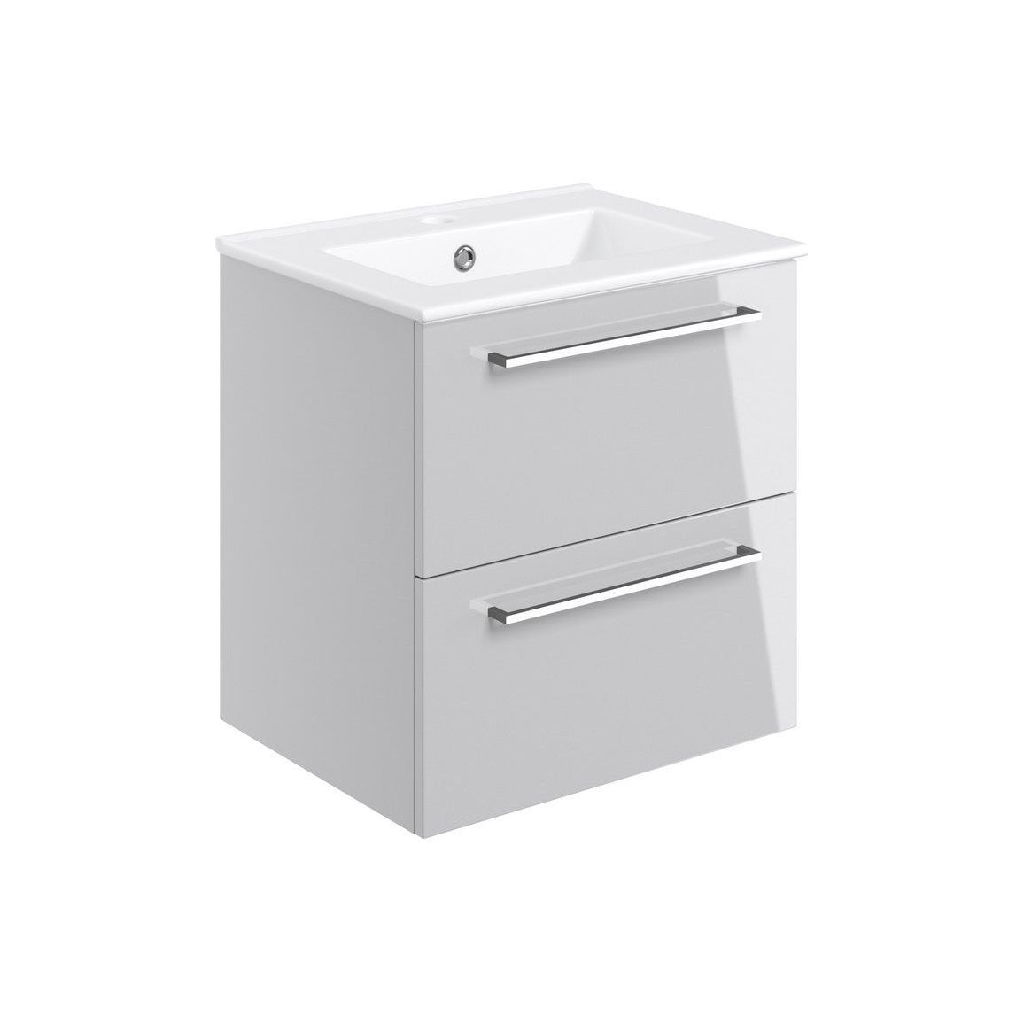 Lottie 510mm Wall Hung 2 Drawer Basin Unit & Basin - Grey Gloss