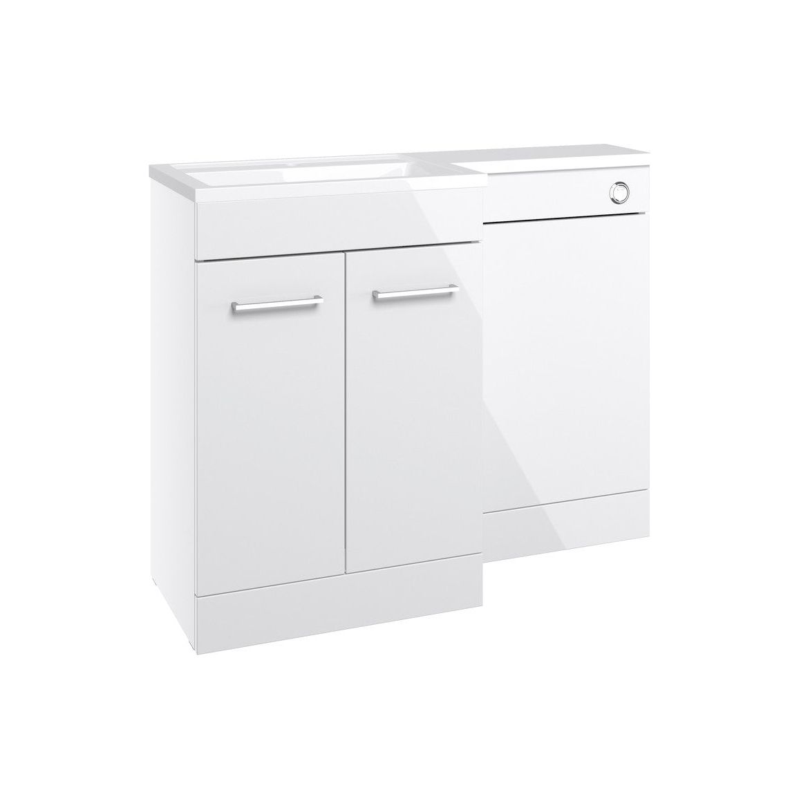 Cowper 1100mm Floor Standing L-Shape Pack & Basin (LH) - White Gloss