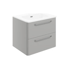 Dorset 610mm 2 Drawer Wall Unit & Basin - Grey Gloss